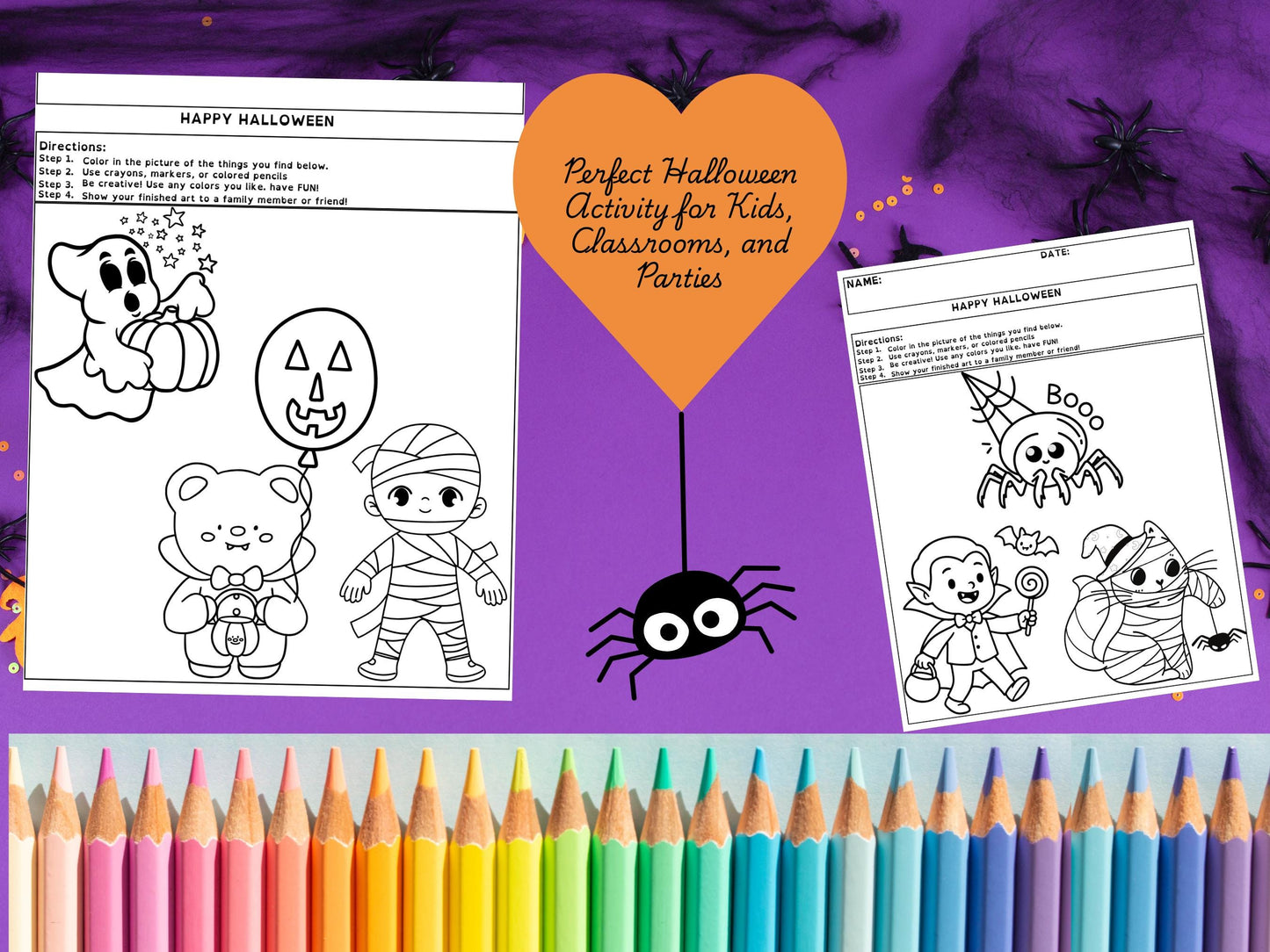 50 Halloween Coloring Pages for Kids: Ghosts, Pumpkins, Monsters (PDF)