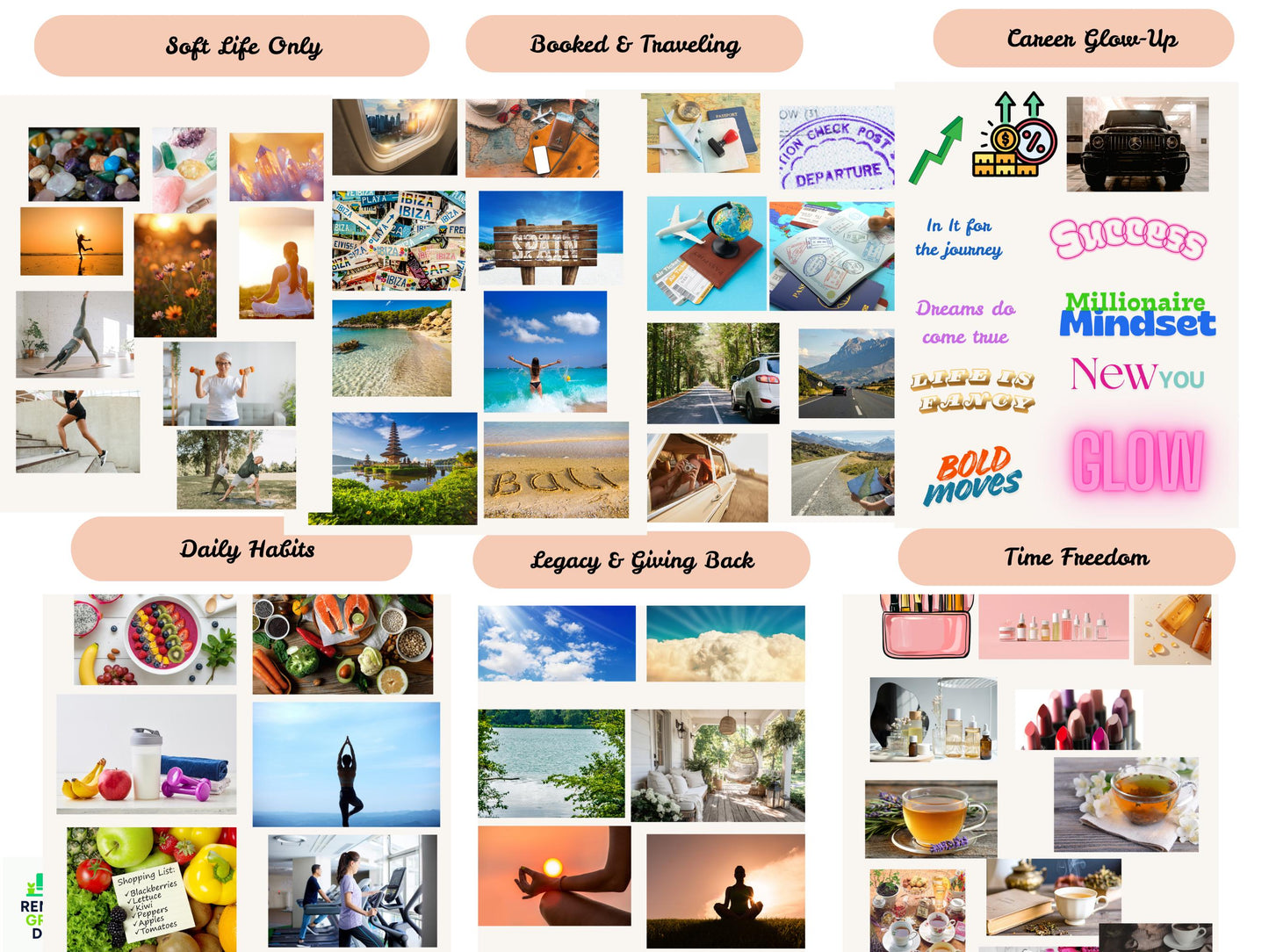 2026 Vision Board Sticker Kit, Printable Collage (PDF Download)