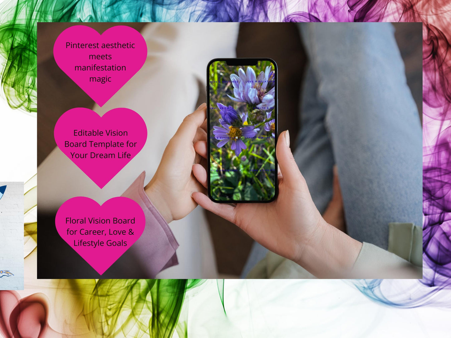 Floral Vision Board Template Planner Bundle: Printable Manifestation Kit