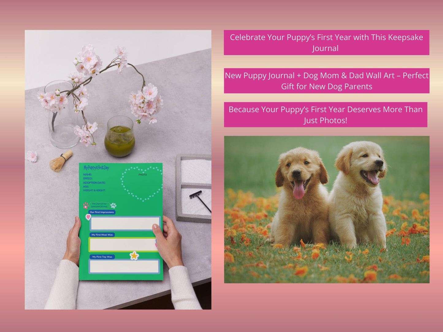 Puppy Journal Printable: Training Tracker, Vet Records, Dog Mom/Dad Art (PDF Download)