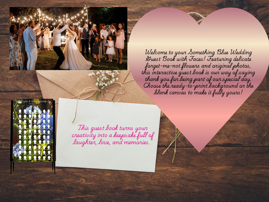 Interactive Wedding Guest Book: Something Blue, Draw Your Face Canva Template (Digital Download)