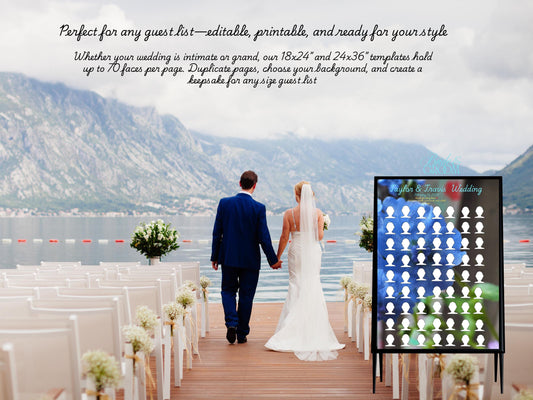 Interactive Wedding Guest Book: Something Blue, Draw Your Face Canva Template (Digital Download)