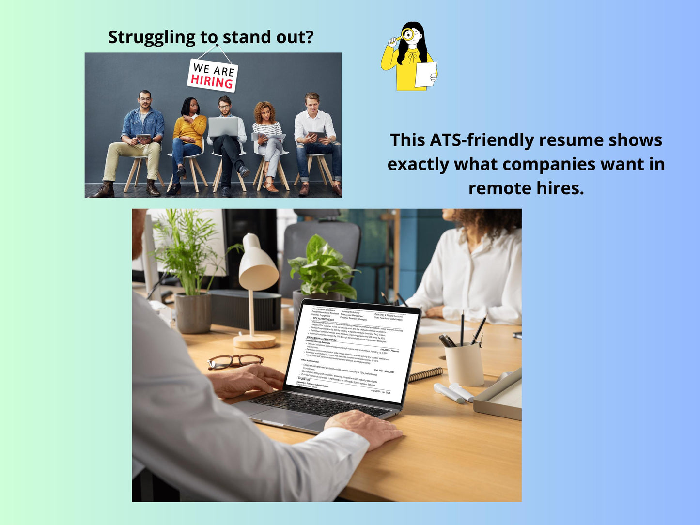 Work from Home Resume Template with Cover Letter | 1-Page Editable Word CV for Professionals