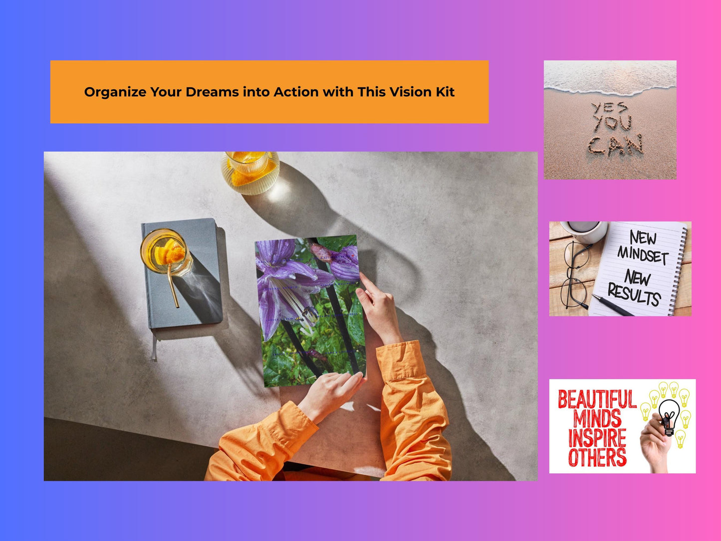 Floral Vision Board Template Planner Bundle: Printable Manifestation Kit