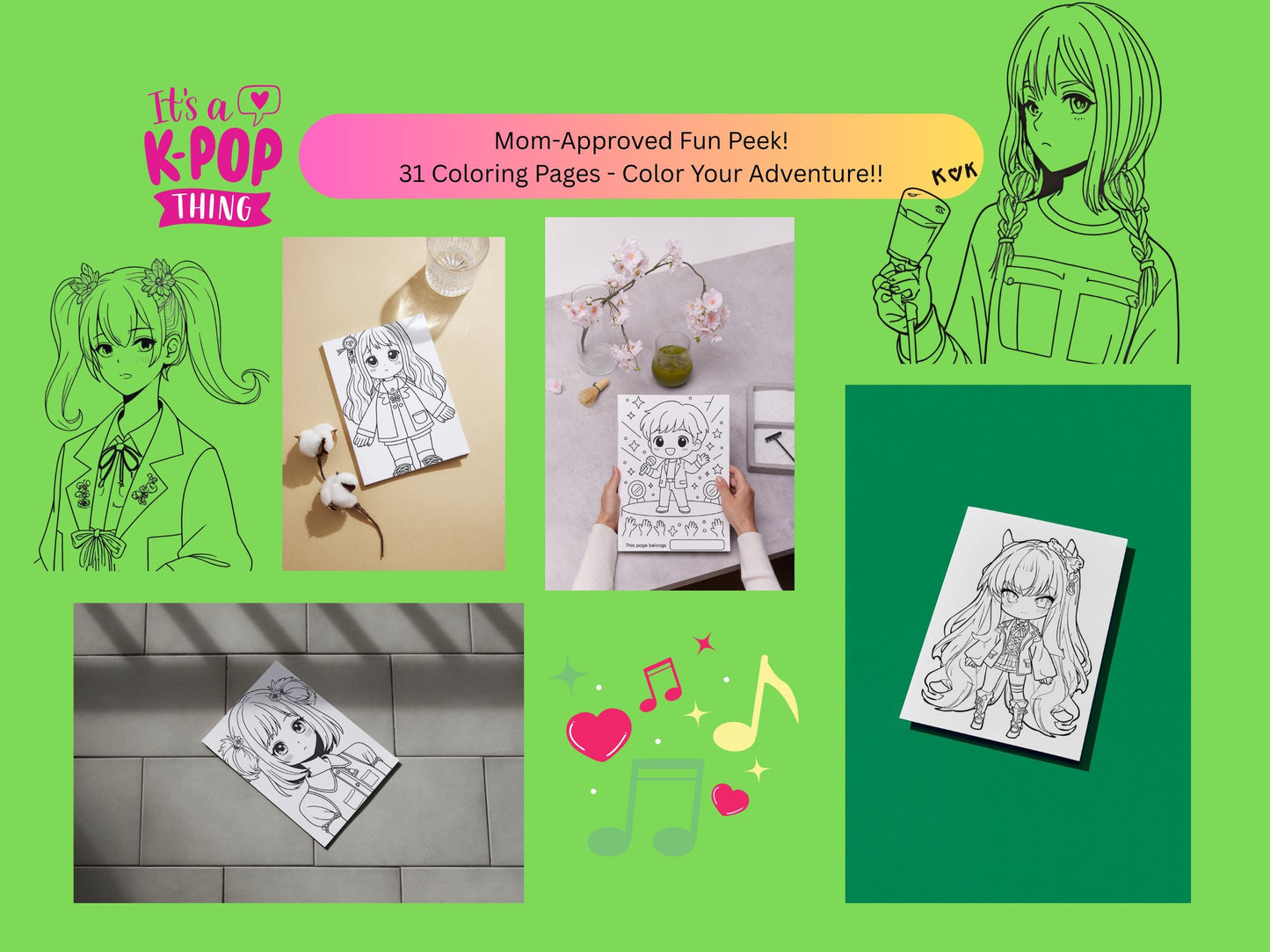 Kids Coloring  Pages and Birthday Party Activity Kit Bundle Coloring Book, Trivia, Games (Printable)
