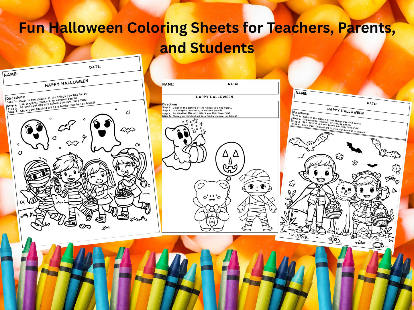 50 Halloween Coloring Pages for Kids: Ghosts, Pumpkins, Monsters (PDF)