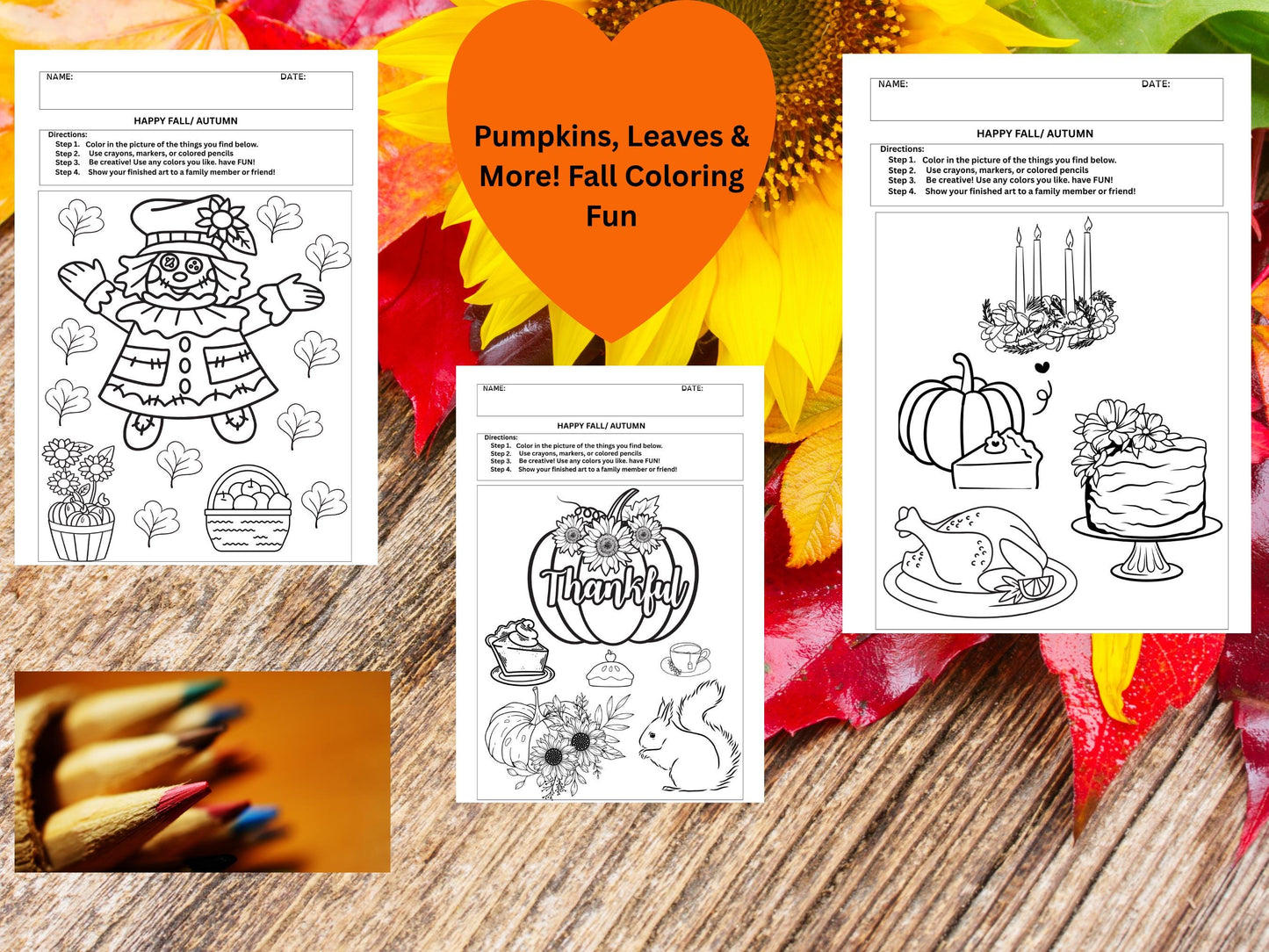 70 Days of  Fall Coloring Pages: K- 2 Fall Autumn Art Activities (PDF)
