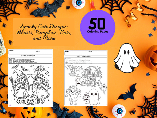 50 Halloween Coloring Pages for Kids: Ghosts, Pumpkins, Monsters (PDF)