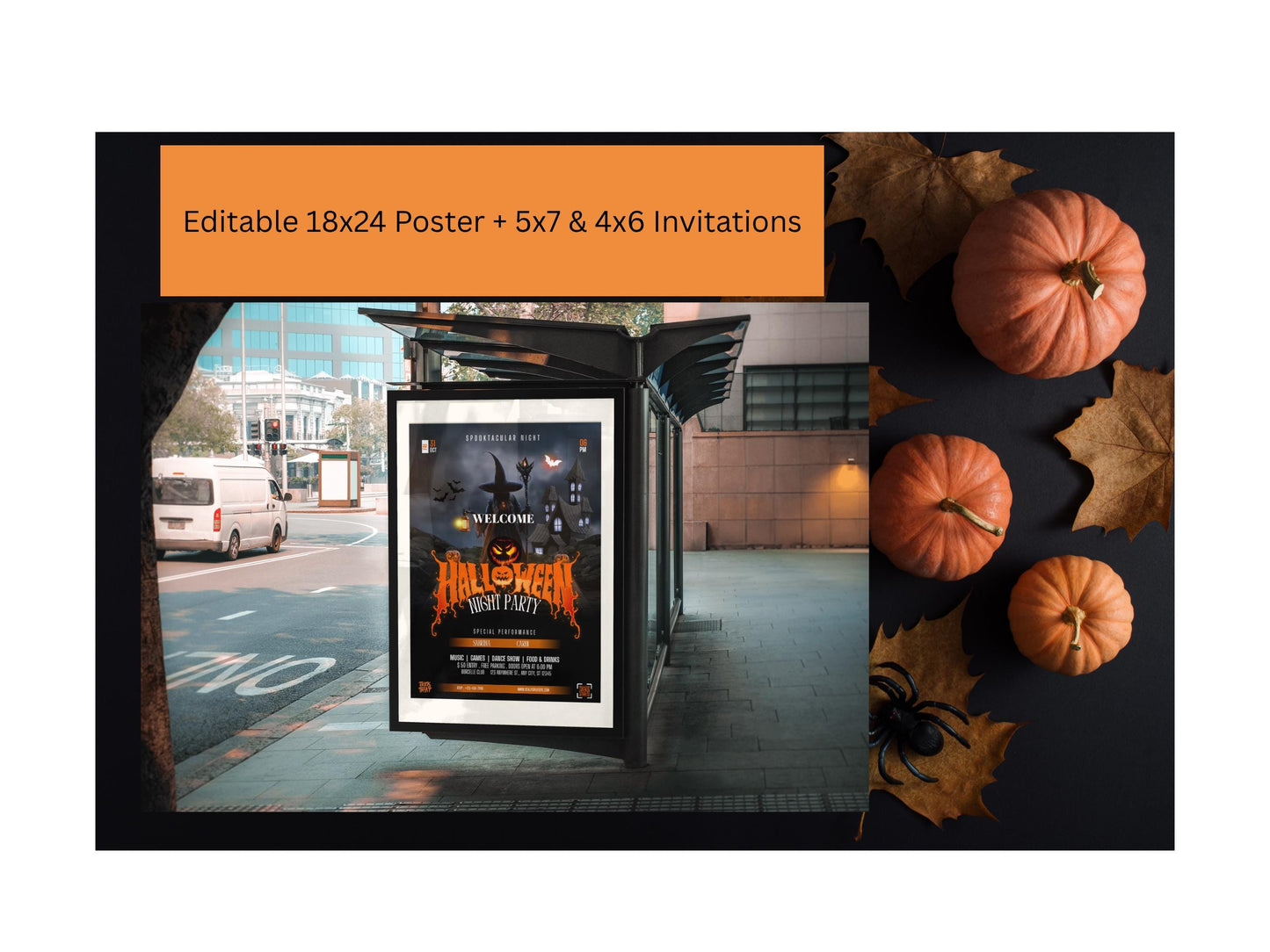 Editable Halloween Party Poster & Invitation Set (Digital Download)