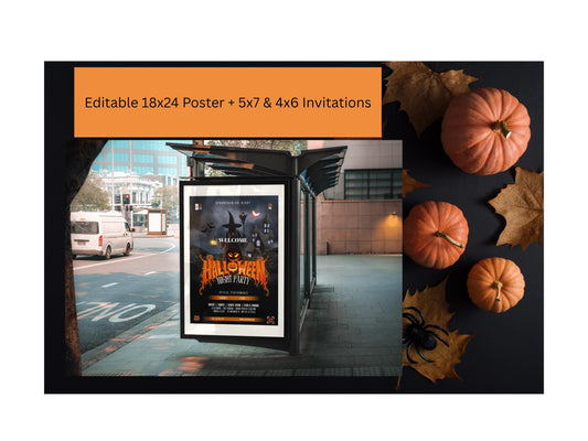 Editable Halloween Party Poster & Invitation Set (Digital Download)