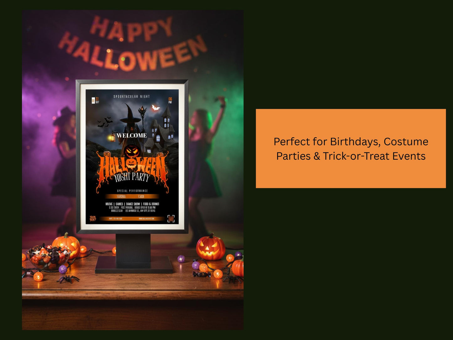 Editable Halloween Party Poster & Invitation Set (Digital Download)