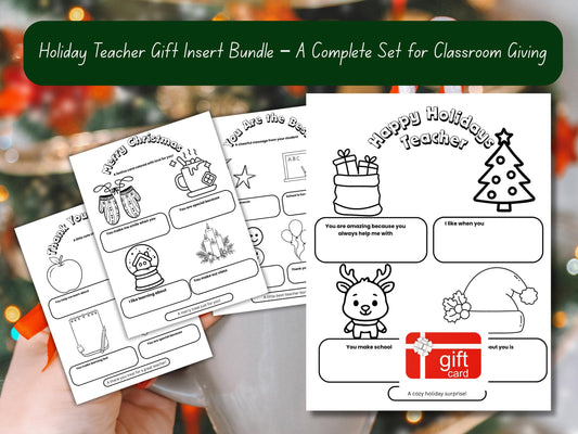 Kids Color & Write Teacher Christmas Card | DIY Printable Gift (PDF)