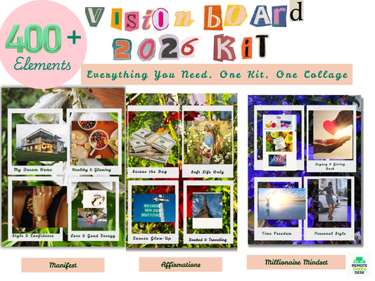2026 Vision Board Sticker Kit, Printable Collage (PDF Download)