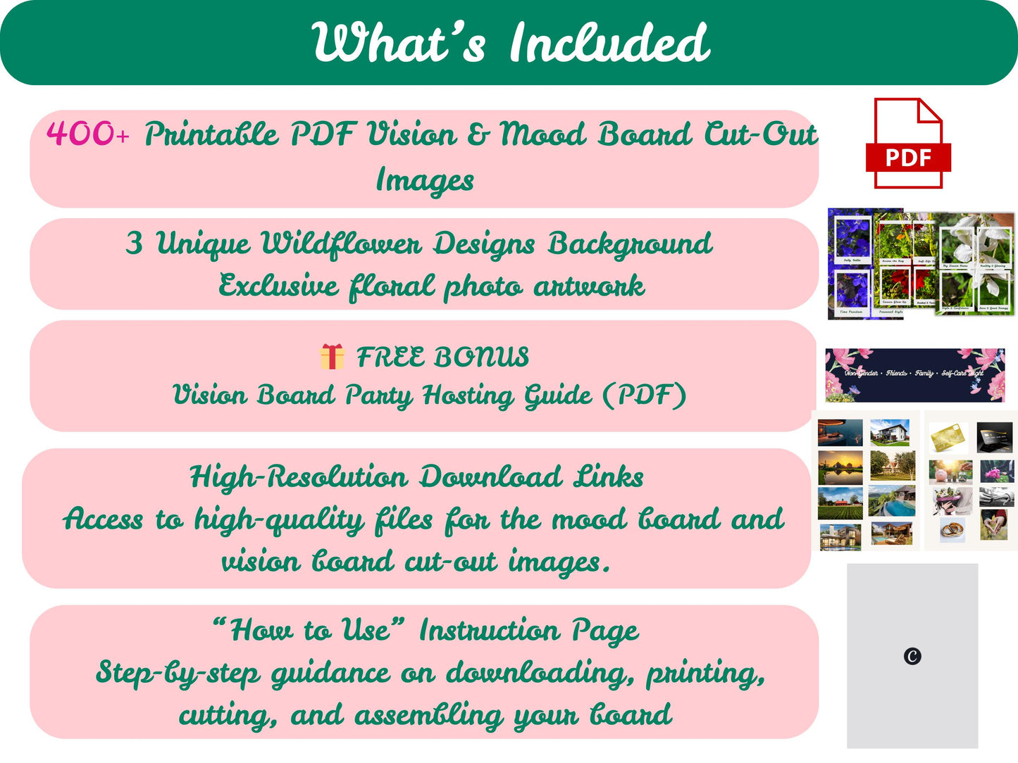 2026 Vision Board Sticker Kit, Printable Collage (PDF Download)