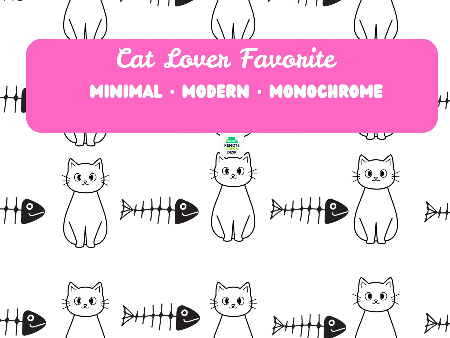 Black White Cat Fish Bone Seamless Digital Paper 12x12 Cat Pattern for Cricut Crafts